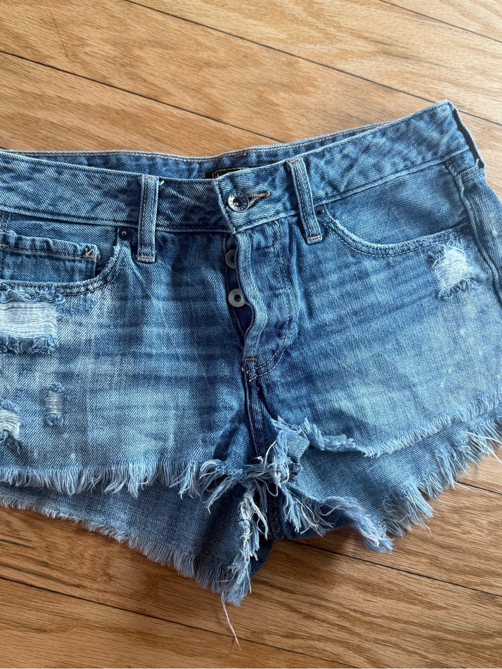 Abercrombie & Fitch Distressed Light Blue Denim Cutoff Shorts